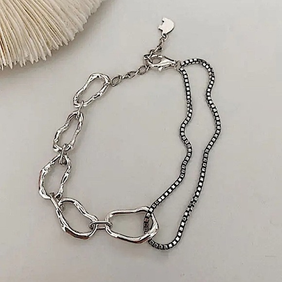 Sterling Silver Minimalist Bracelet, Irregular, Geometric, Dainty, Trendy - Picture 8 of 10